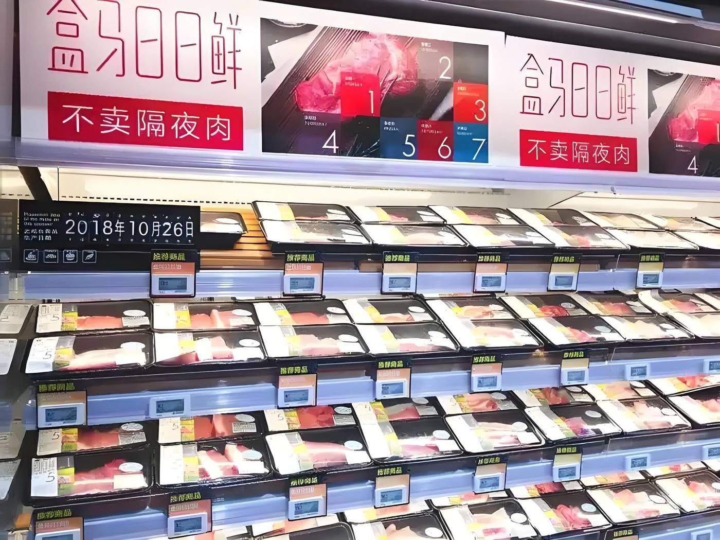 合作零售门店的冷鲜肉货架